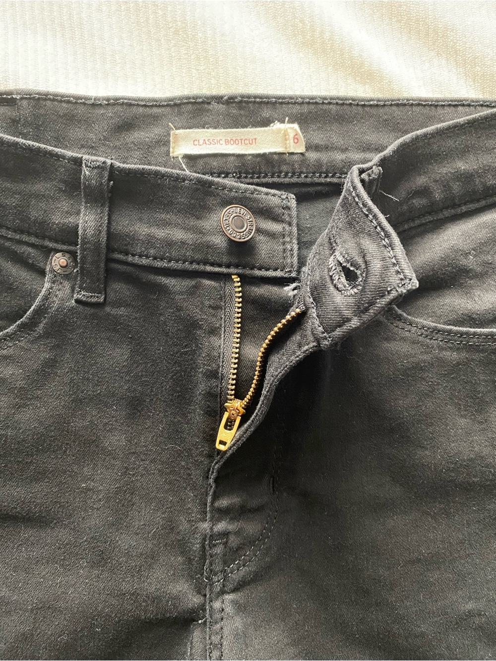 Levi's Black Frayed Hem Denim Shorts - Picture 7 of 10